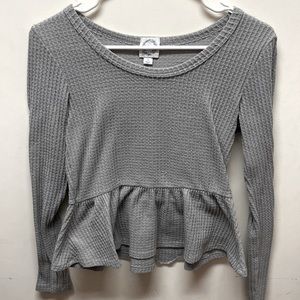 Waffle Knit Peplum Top